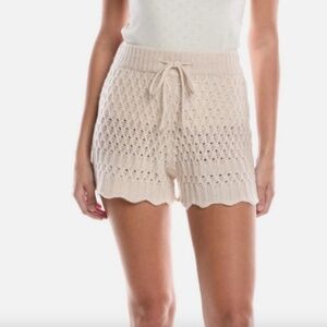 NoName Ruth 100% Cashmere Knit Beige Crochet Shorts